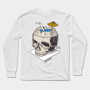 Frisco, NC Summertime Vacationing Skull Drink Long Sleeve T-Shirt